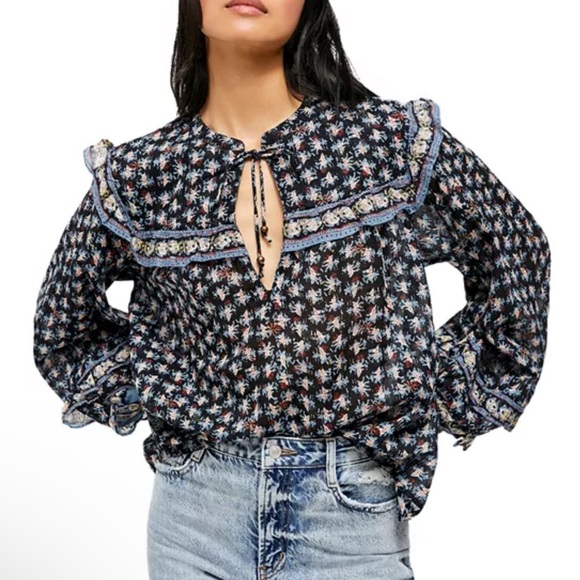 Free People Jenna Printed Blouse Large - Picture 2 of 14